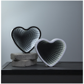 3D Srdce - LED Dekoračné zrkadlo 25 x 23 cm čierne