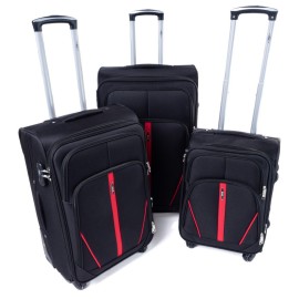 Rogal Čierna sada 3 cestovných látkových kufrov "Practical" M, L, XL