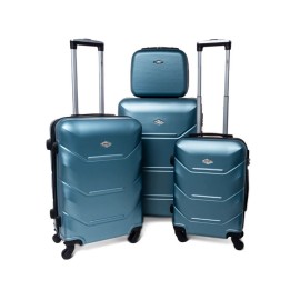 Rogal Tmavotyrkysová sada 4 luxusných škrupinových kufrov "Luxury" S, M, L, XL