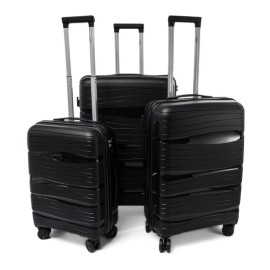 Rogal Čierna sada 3 luxusných škrupinových kufrov "Royal" M, L, XL