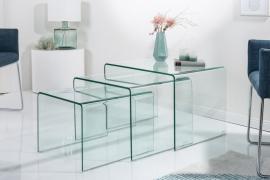 Invicta Dizajnová sada 3 sklenených konferenčných stolíkov FANTOME 60 cm