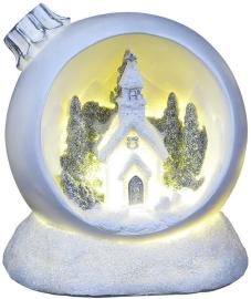 MagicHome Dekorácia Vianoce, Vianočná guľa, LED teplá biela, polyresin, interiér, 10,50x9x11