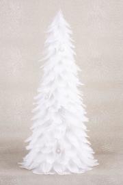 MagicHome Dekorácia Vianoce, Stromček z páperia, biely, 22x46 cm
