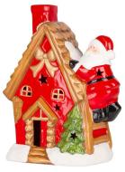 MagicHome Dekorácia Vianoce, Domček so santom na streche, LED, terakota,27x13x34 cm - cena, porovnanie