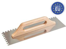 Strend Pro Hladítko Premium, s drev. rúčkou, 380x130 mm, e6mm, 0,7 mm, rovné, nerez