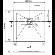 Mexen Stone+ štvorcová sprchová vanička 80x80cm 44108080 - cena, porovnanie