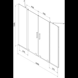 Mexen Velar Duo vaňová zástena 160x150cm 896-160-000-02-60