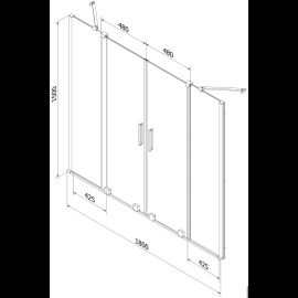 Mexen Velar Duo vaňová zástena 180x150cm 896-180-000-02-70