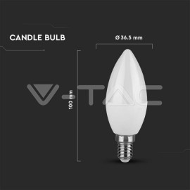 V-Tac LED žiarovka - E14 C37 4,5W 4000K