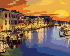 Zuty Canal Grande v letnej noci v Benátkach, 80x100cm bez rámu a bez napnutia plátna