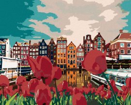 Zuty Maľovanie podľa čísel Tulipány v Amsterdame, 80x100cm bez rámu a bez napnutia plátna