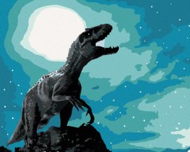 Zuty Maľovanie podľa čísel Tyrannosaurus rex v noci, 80x100cm bez rámu a bez napnutia plátna