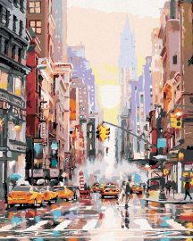 Zuty Maľovanie podľa čísel Ulica v New Yorku a žlté taxíky (Richard Macneil), 80x100cm bez rámu a bez napnutia plátna