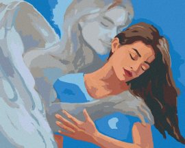 Zuty Maľovanie podľa čísel Žena v objatí anjela, 80x100cm bez rámu a bez napnutia plátna
