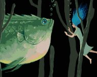 Zuty Obria zelená ryba so ženou, 80x100cm plátno napnuté na rám - cena, porovnanie
