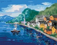 Zuty Pobrežie pri Hallstatt v Rakúsku, 80x100cm plátno napnuté na rám - cena, porovnanie