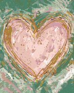 Zuty Ružové srdce na zelenom pozadí (Haley Bush), 80x100cm plátno napnuté na rám - cena, porovnanie
