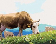 Zuty Krava na pastvine pri horách, 40x50cm bez rámu a bez napnutia plátna   - cena, porovnanie