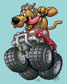 Zuty Scooby a Monster Truck (Scooby Doo), 40x50cm plátno napnuté na rám