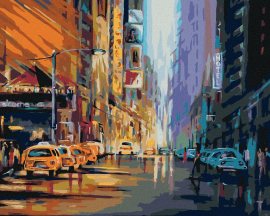 Zuty Večerný život v New Yorku, 40x50cm bez rámu a bez napnutia plátna