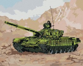 Zuty Tank vo vojne v horách, 80x100cm plátno napnuté na rám