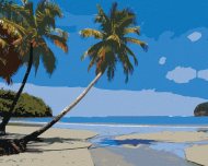 Zuty Tropická pláž v Karibiku, 80x100cm plátno napnuté na rám - cena, porovnanie