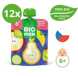 Bionek BIO jablko, hruška a banán 12x90g