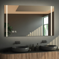 Alfaram.sk Kúpeľňové obdĺžnikové zrkadlo s digitálnymi hodinami a vypínačom - FLAWIA LED PREMIUM - cena, porovnanie