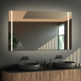 Alfaram.sk Kúpeľňové obdĺžnikové zrkadlo s logom - FLAWIA LED PREMIUM