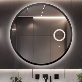 Alfaram.sk Kúpeľňové okrúhle zrkadlo v rámiku s priblížením v zrkadle LED - OTTO LED PREMIUM