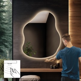 Alfaram.sk Kúpeľňové zrkadlo nepravidelného tvaru so senzorovým vypínačom - STONE LED PREMIUM