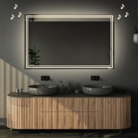 Alfaram.sk Obdĺžnikové kúpeľňové zrkadlo s reproduktorom bluetooth - MIA LED PREMIUM