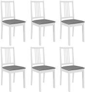 vidaXL Jedálenské stoličky s poduškami 6 ks biele masívne drevo 276406 - cena, porovnanie