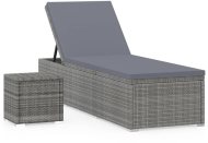 vidaXL Záhradné ležadlo s poduškou a čajovým stolíkom polyratan sivé 46227 - cena, porovnanie