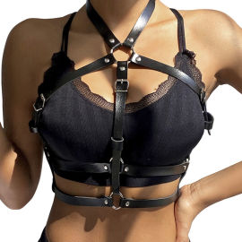Subblime Fetish Leather Ring Chest Harness