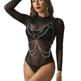 Subblime Fetish Harness Bra with Chains