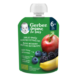 Gerber Organic Kapsička jablko banán čučoriedka a černica 6x90g