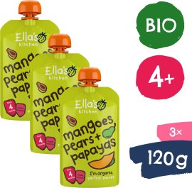 Ellas Kitchen BIO Mango, hruška a papája 3x120g