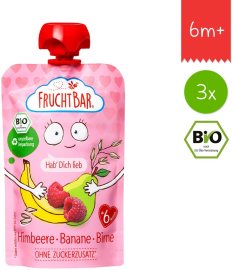 Fruchtbar BIO ovocná kapsička s banánom, hruškou, malinami a ovsom 3x100g