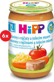 Hipp BIO Cestoviny s paradajkami a teľacím mäsom 6x220g