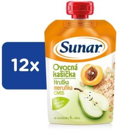 Hero Sunar kašička ovocná kapsička hruška, marhuľa, ovsené vločky 12x120g