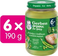 Gerber Organic detský príkrm brokolica s hráškom a morčacím mäsom 6x190g - cena, porovnanie