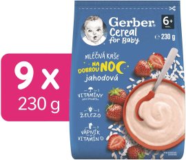 Gerber Cereal mliečna kaša Dobrú noc jahodová 9x230g