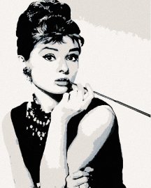 Zuty Maľovanie podľa čísel - Audrey Hepburn čierno-biela, 40 x 50 cm, napnuté plátno na ráme