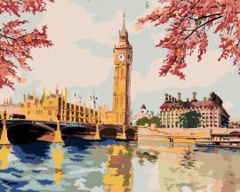 Zuty Maľovanie podľa čísel - Big Ben na jeseň, 80 x 100 cm, napnuté plátno na rám