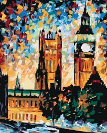 Zuty Maľovanie podľa čísel - Big Ben vo farbách, 40 x 50 cm, bez rámu a napnutého plátna