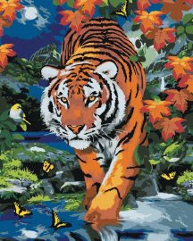 Zuty Maľovanie podľa čísel - Číhajúci tiger a spln (Howard Robinson), 80 x 100 cm, napnuté plátno na rám