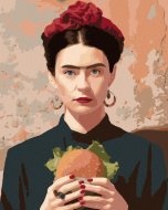 Zuty Maľovanie podľa čísel - Frida Kahlo a hamburger, 80 x 100 cm, napnuté plátno na rám - cena, porovnanie