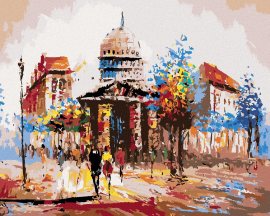 Zuty Maľovanie podľa čísel - Pohľad na roh bloku v Paríži, 40 x 50 cm, napnuté plátno na ráme