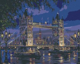 Zuty Maľovanie podľa čísel - Tower bridge v noci, 50 x 40 cm, bez rámu a napnutého plátna